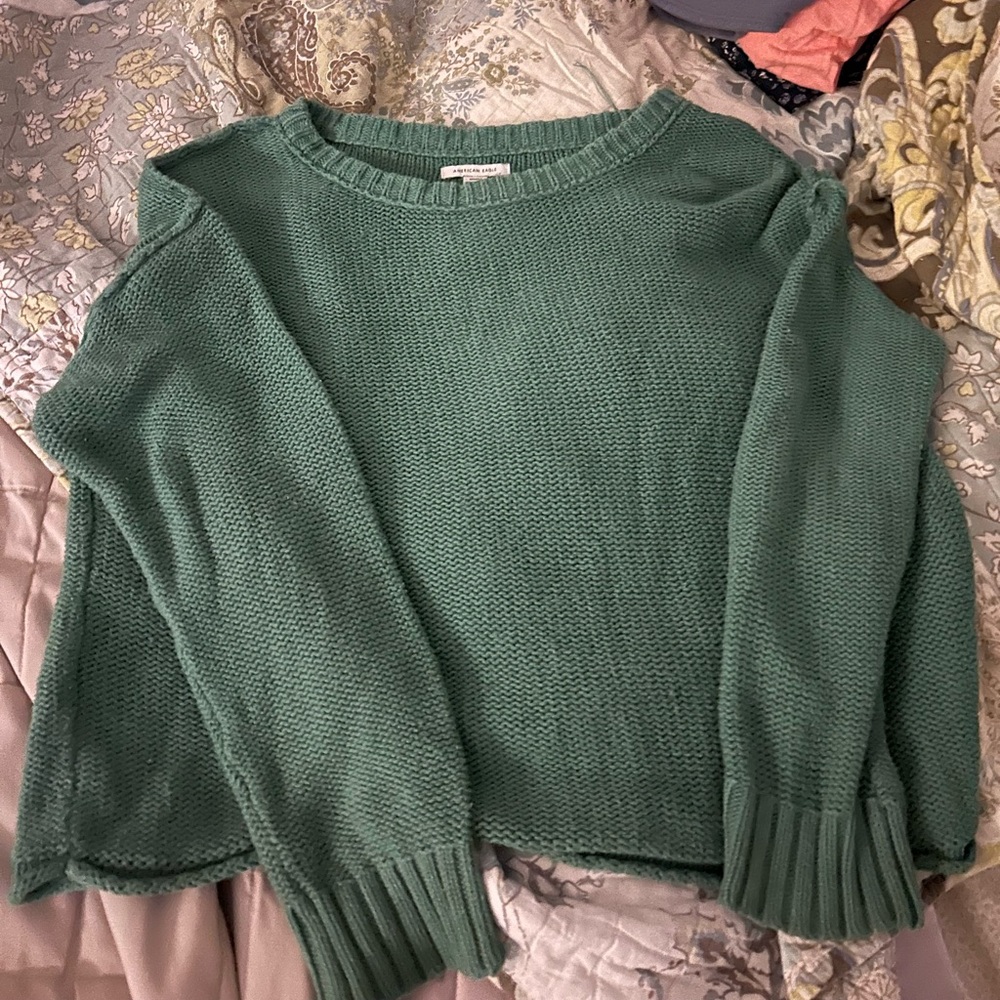 American Eagle Outfitters Teal Women's Crew Neck Sweater